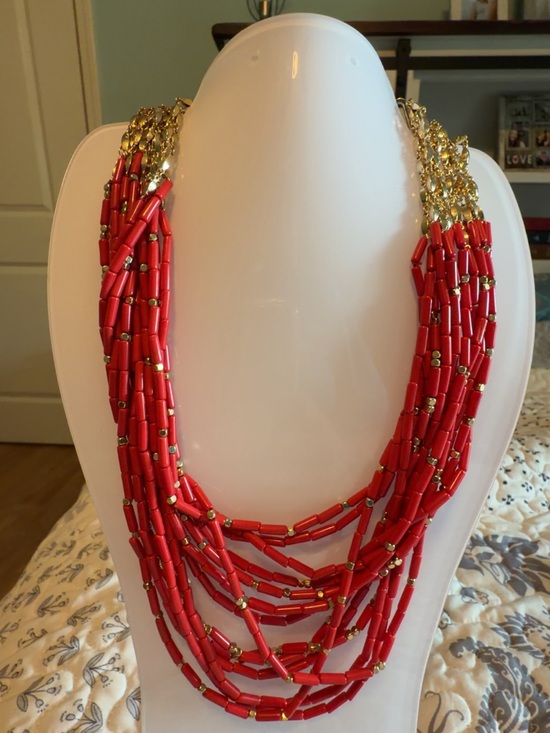 Stella & Dot Jewelry - Stella & Dot Campari 20 inch Multi-Strand Beaded Necklace - Gold Accents